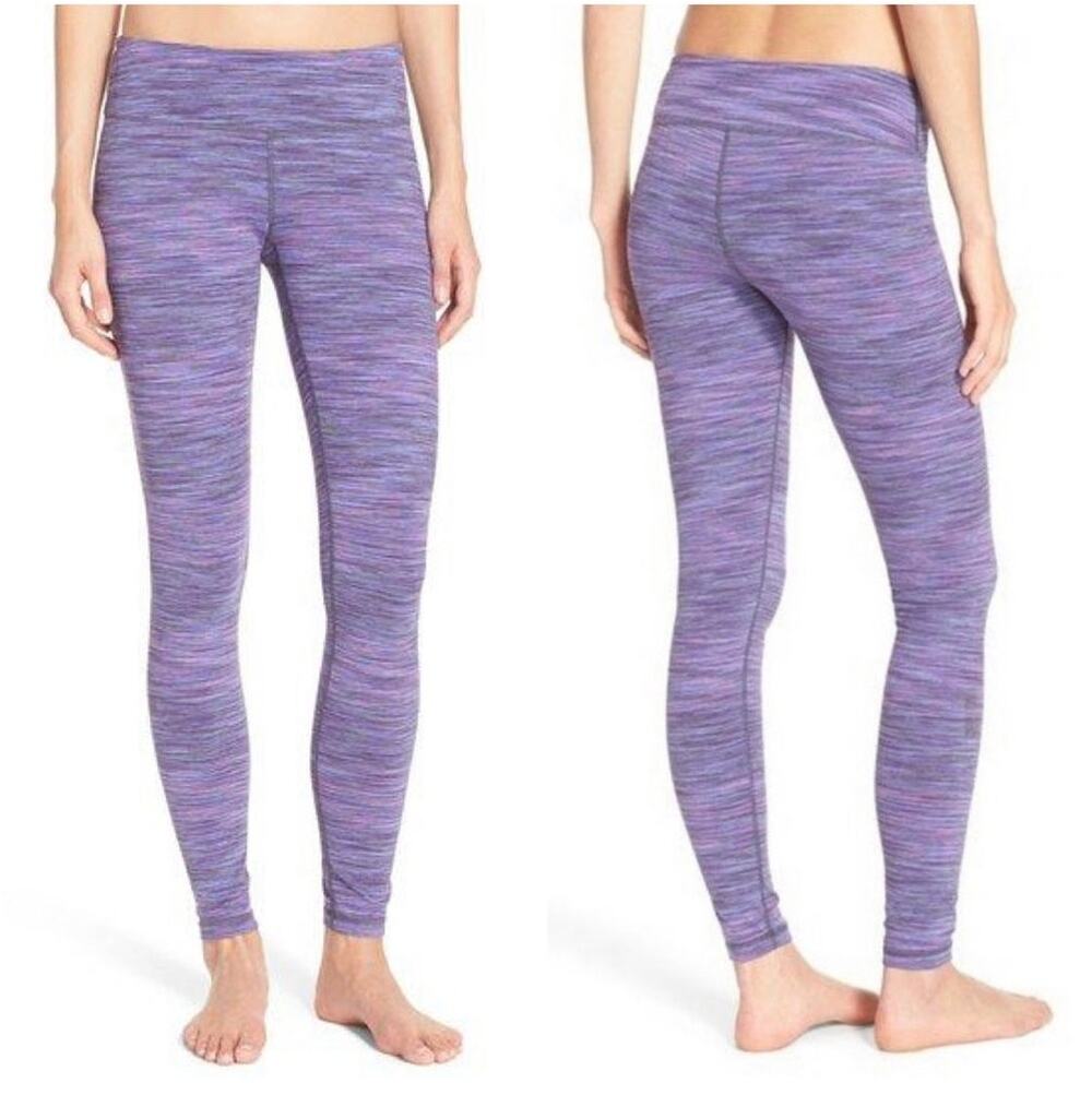 ZELLA Space Dyed Athletic Ankle Leggings Stretch Mid Rise Purple Multi Size XS